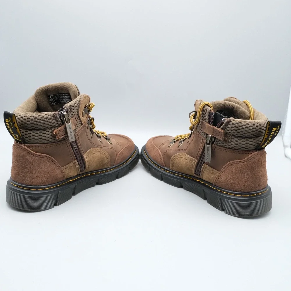 Dr Martens Raffe Panel Boot J Kids Brown Leather Suede Hiking Style Size 3 US